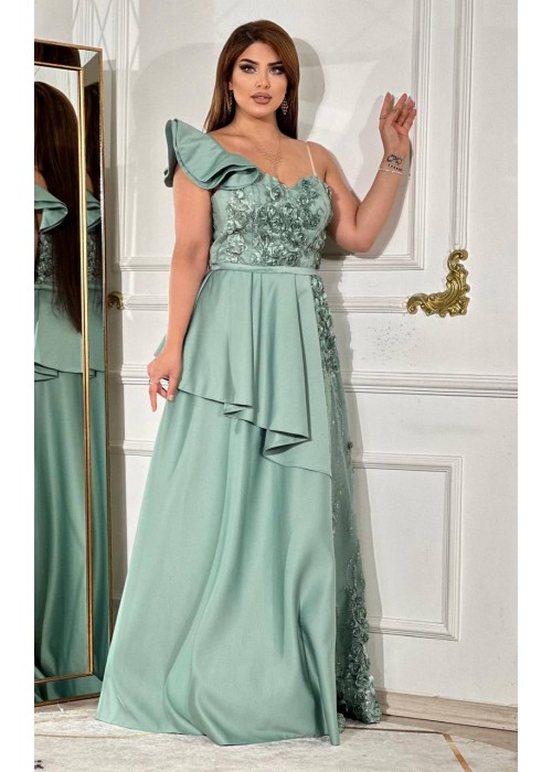 142575 WATER GREEN COCKTAİL DRESS