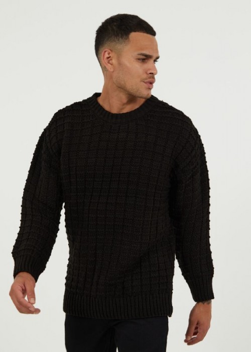 146764 BLACK MEN'S SWEATER Oversize knitwear