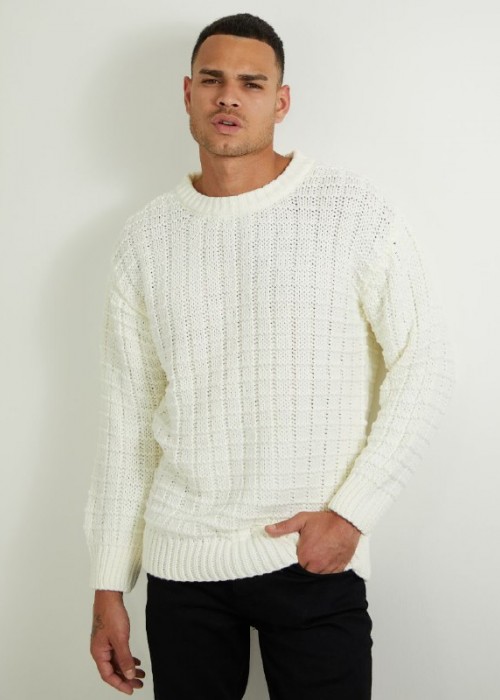 146765 Ecru color MEN'S SWEATER Oversize knitwear