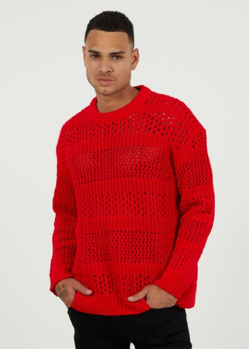 146774 RED MEN'S SWEATER Oversize knitwear
