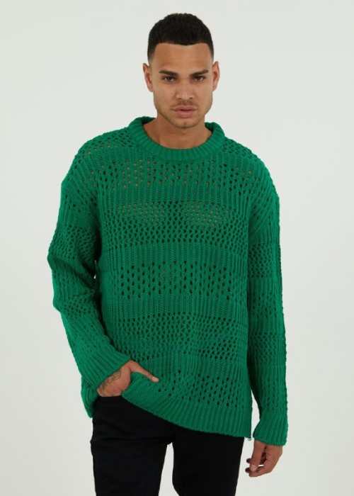 146775 GREEN MEN'S SWEATER Oversize knitwear