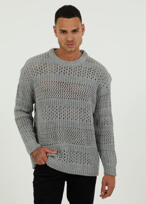 146778 GREY MEN'S SWEATER Oversize knitwear