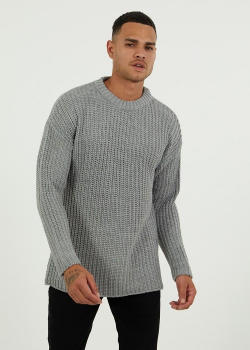 146783 GREY MEN'S SWEATER Oversize knitwear