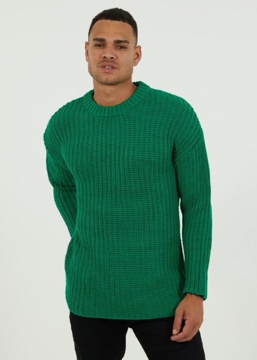 146785 GREEN MEN'S SWEATER Oversize knitwear