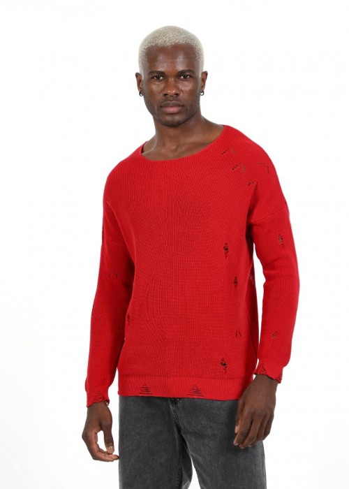 146792 RED MEN'S SWEATER Oversize knitwear