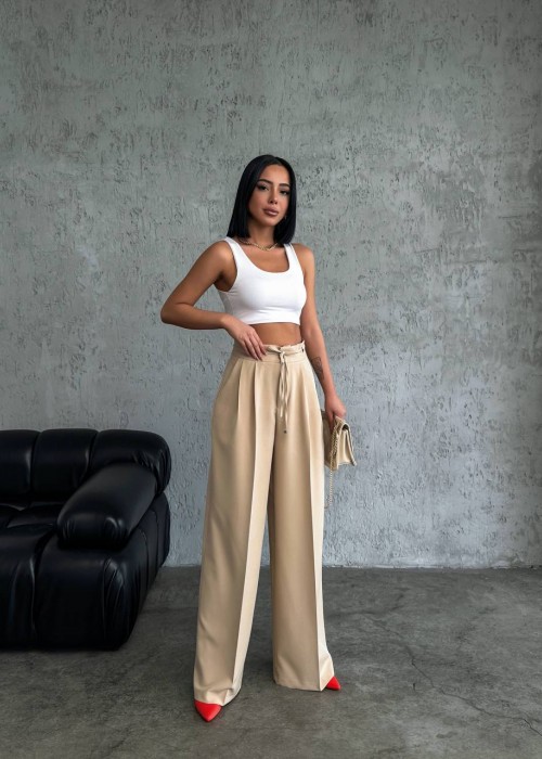 167662 BEIGE TROUSERS Polyviscon