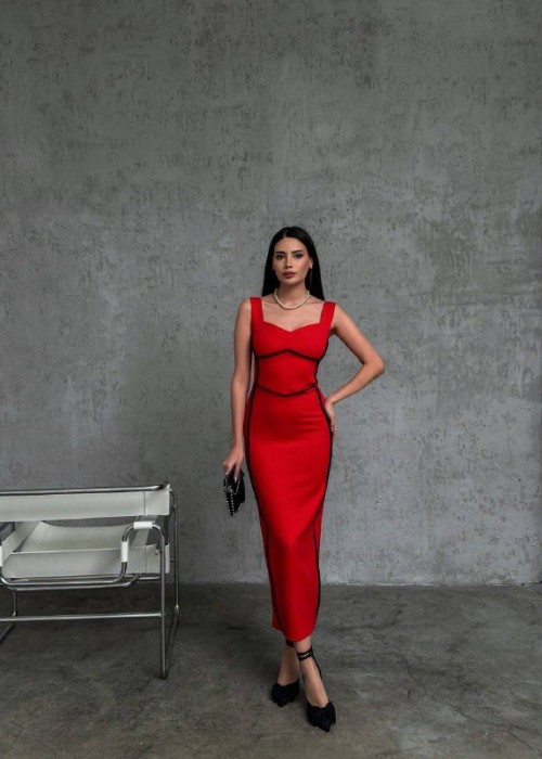 175605 RED COCKTAİL DRESS