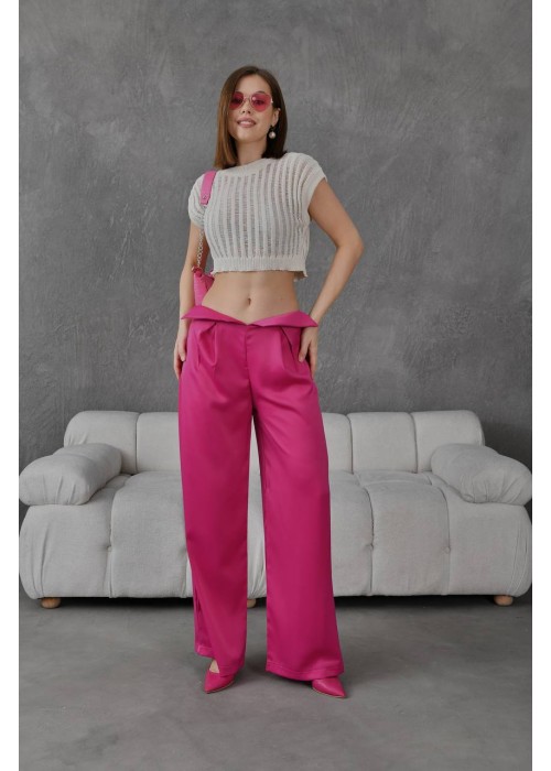 175998 PINK TROUSERS SATIN FABRIC
