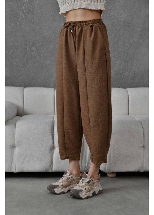 176026 COFFEE TROUSERS LINEN FABRIC