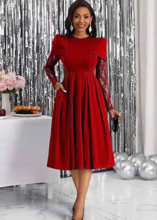 177574 RED COCKTAİL DRESS