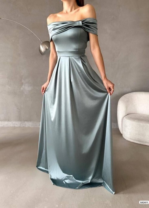 177962 COLORED COCKTAİL DRESS SATIN FABRIC