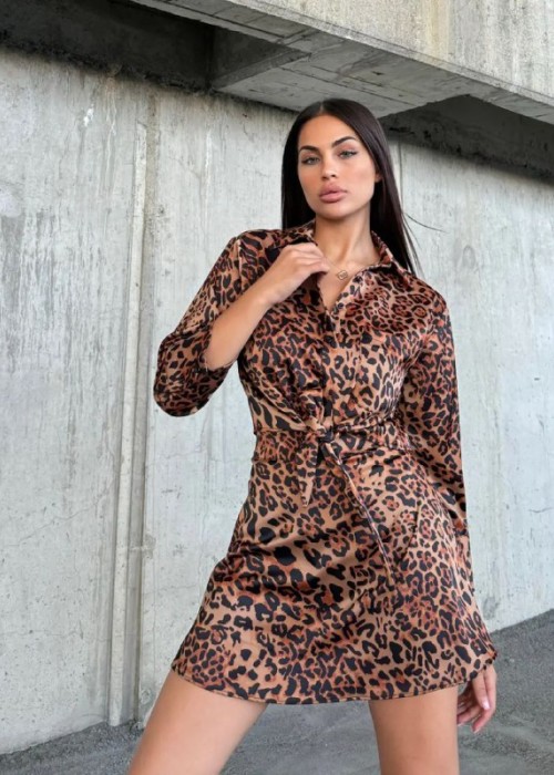 189461 LEOPARD KLEID SATINSTOFF