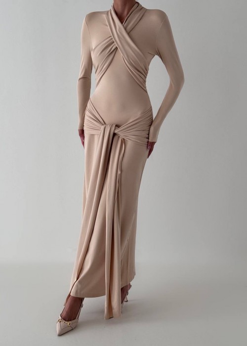 189668 BEIGE KLEID Tauchstoff