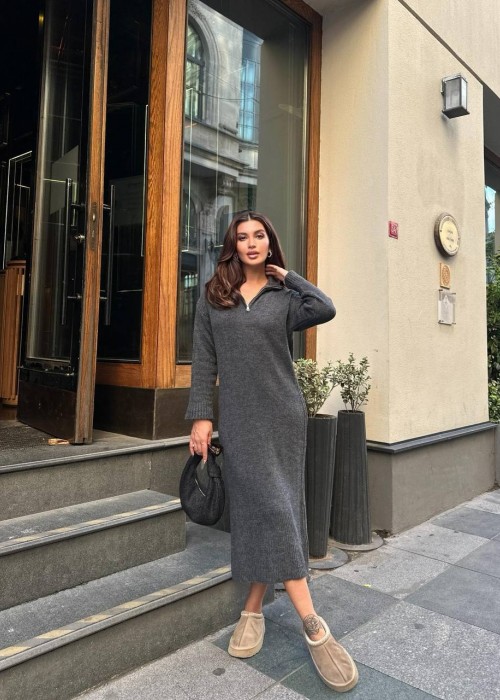 190218 ANTHRAZIT KLEID STRICKWAREN