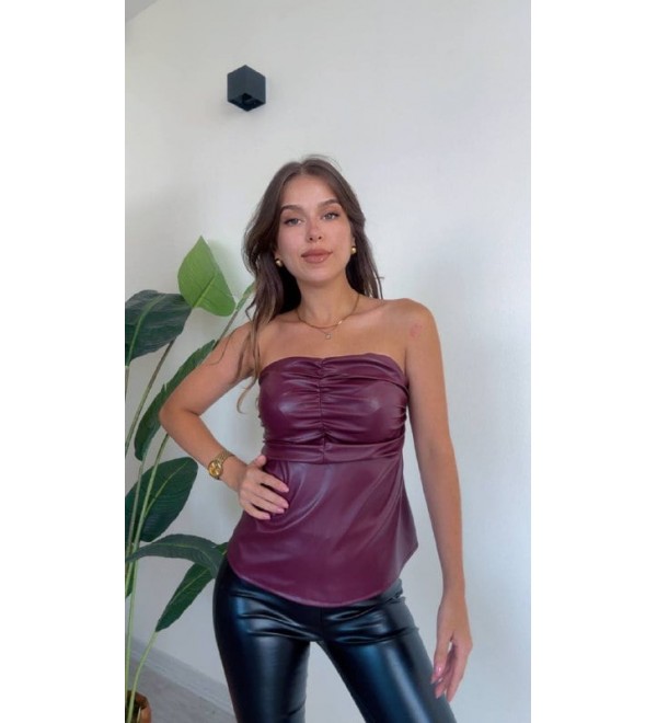 190454 BORDO BLUZ DERİ BORDO