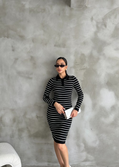 190826 SCHWARZ KLEID STRICKWAREN