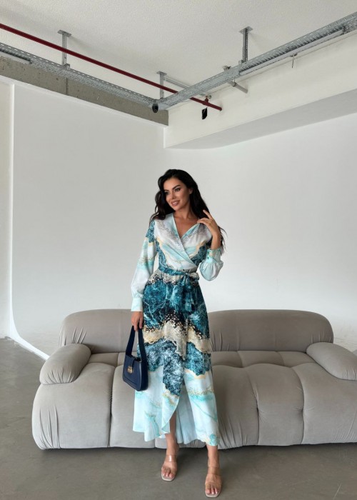 191298 BLAU KLEID CREPE STOFF