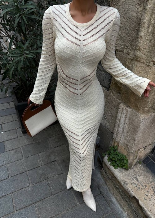 191590 WEISS KLEID STRICKWAREN