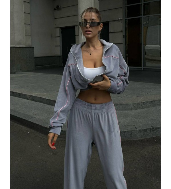 191845 GRİ TAKIM KADİFE KUMAŞ GRİ