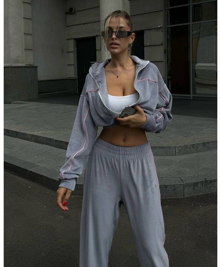 191845 GRİ TAKIM KADİFE KUMAŞ