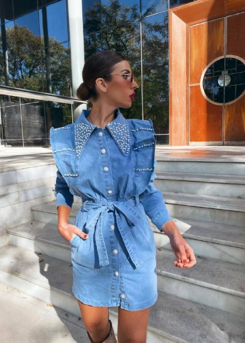 192235 BLAU KLEID JEANS