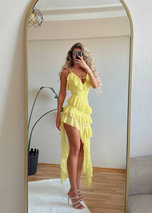 192286 GELB KLEID CHIFFON STOFF
