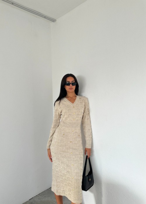 192746 GEMUSTERT KLEID STRICKWAREN