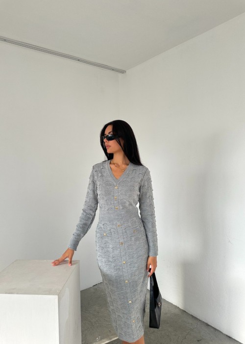 192747 GRAU KLEID STRICKWAREN