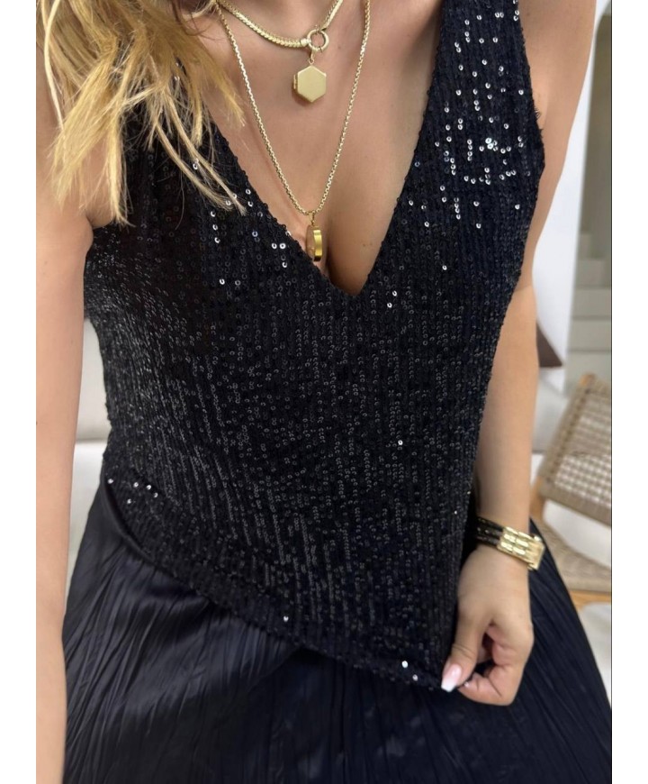 192952 SİYAH BLUZ PAYETLİ