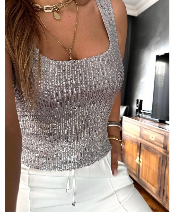 192964 GÜMÜŞ BLUZ PUL PAYET