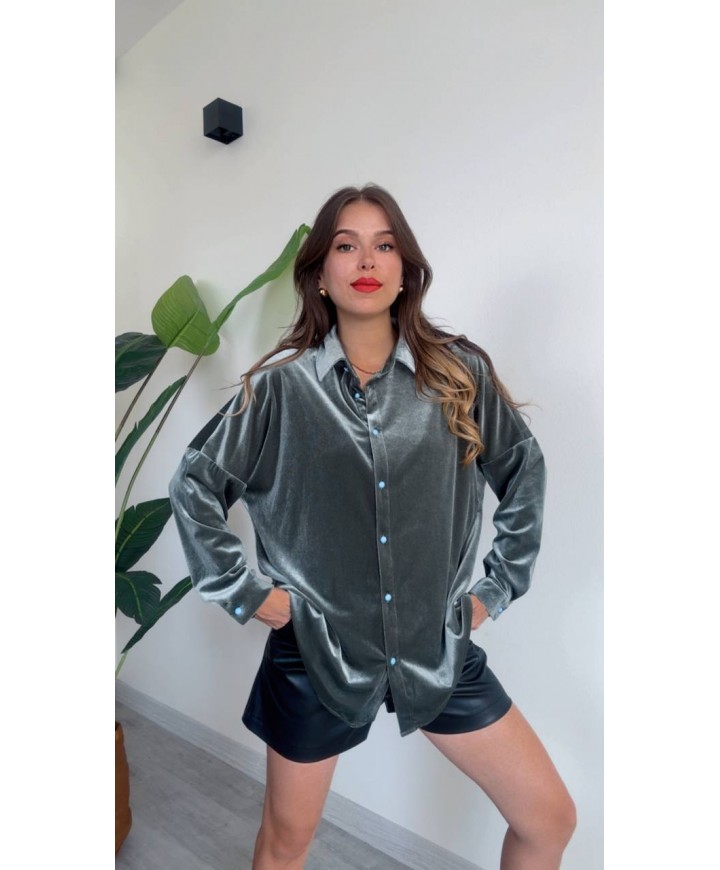 193404 YEŞİL GÖMLEK KADİFE KUMAŞ