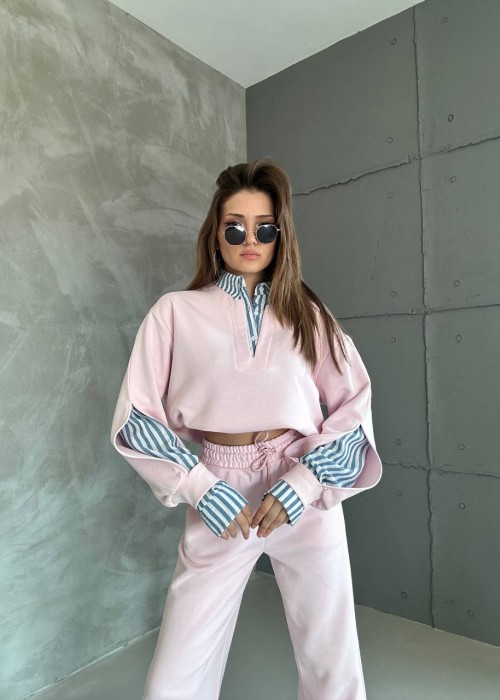 193491 PEMBE EŞOFMAN TAKIM 3 İPLİK KUMAŞ