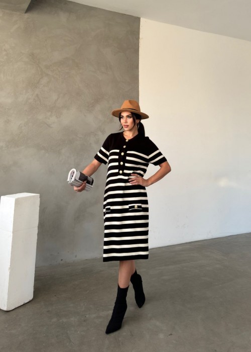 193542 GESTREIFT KLEID STRICKWAREN