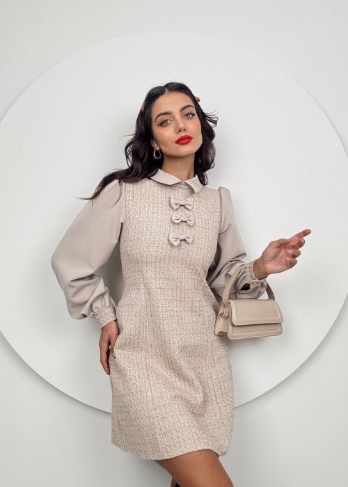 194020 BEIGE KLEID