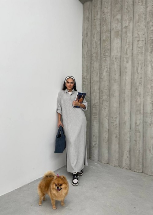 194073 GRAU KLEID STRICKWAREN
