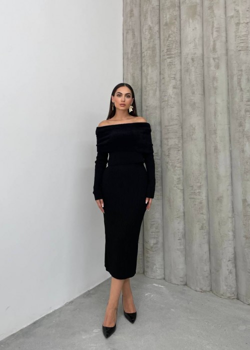 194086 SCHWARZ KLEID STRICKWAREN