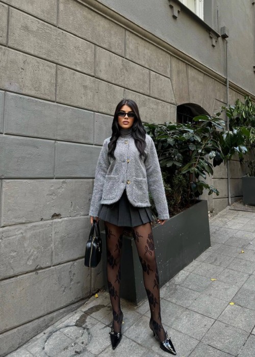 195284 GRAU JACKE SAKALLI KAŞE