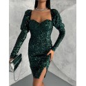 195455 GREEN COCKTAİL DRESS