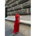 195639 ROT KLEID SATINSTOFF