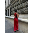 195639 ROT KLEID SATINSTOFF