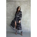 196500 SCHWARZ GEMUSTERT KLEID Babel Stoff