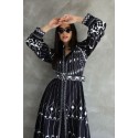 196500 SCHWARZ GEMUSTERT KLEID Babel Stoff