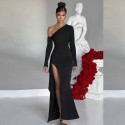 196705 BLACK COCKTAİL DRESS Sandy fabric