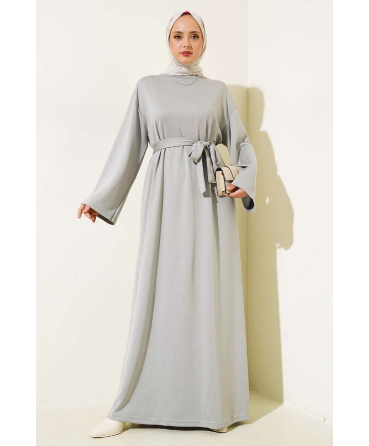 197334 GRİ TESETTÜR ELBİSE