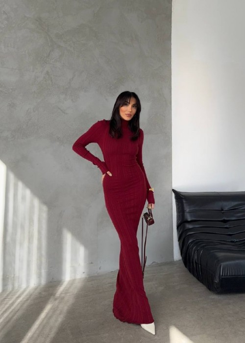 197480 BORDO KLEID STRICKWAREN