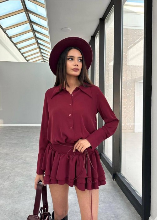 198155 BORDO ELBİSE JESSİCA KUMAŞ