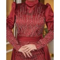 198475 BORDO COCKTAİL DRESS