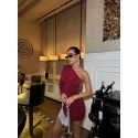 198562 BORDO COCKTAİL DRESS