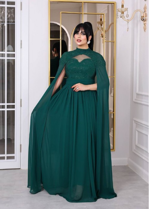 198602 GREEN COCKTAİL DRESS