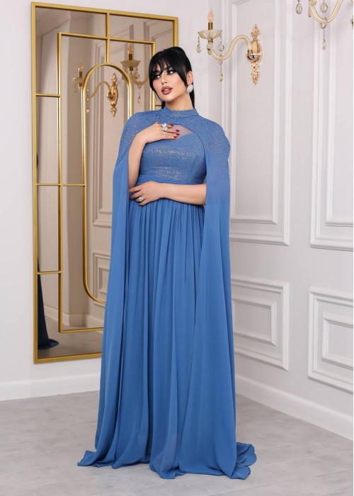 198606 BLUE COCKTAİL DRESS